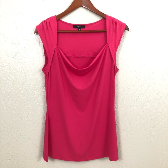 Express Tops - Express| Hot Pink Blouse Waterfall Neckline Express Tops - Express| Hot Pink Blouse Waterfall Neckline